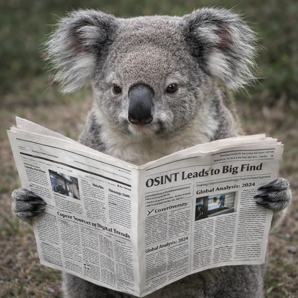 Koala reading a newspaper